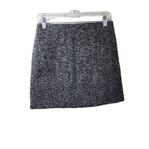 ​H&M Womens Size 6 Black White Tweed Mini Skirt Wool Blend Textured